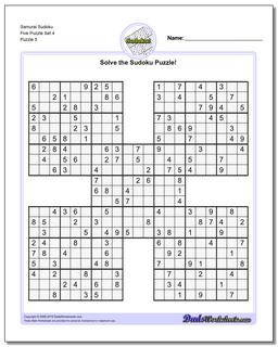 Samurai Sudoku Five Puzzle Set 4