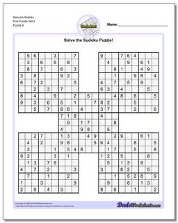 Samurai Sudoku Five Puzzle Set 4