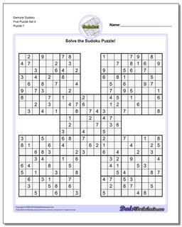 Samurai Sudoku Five Puzzle Set 4