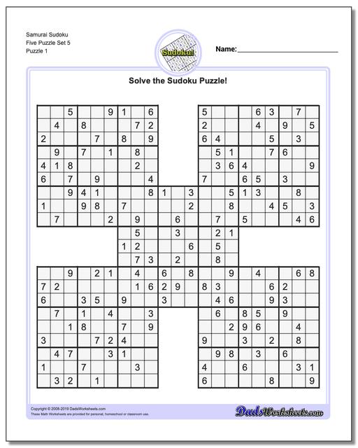 Samurai Sudoku 5 photograph about 16 Square Sudoku Printable named Samurai Sudoku 5