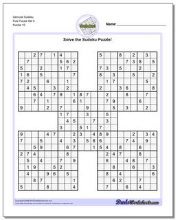 Samurai Sudoku Five Puzzle Set 5