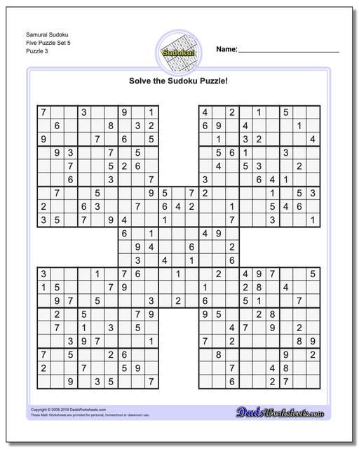 math worksheets sudoku sudoku samurai sudoku five
