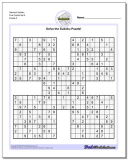 Samurai Sudoku Five Puzzle Set 5