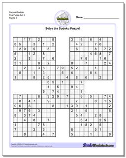 Samurai Sudoku Five Puzzle Set 5