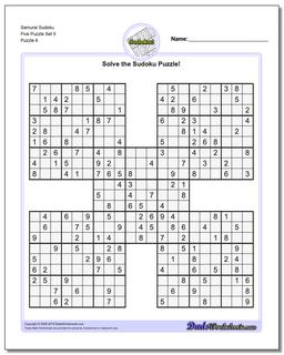 Samurai Sudoku Five Puzzle Set 5