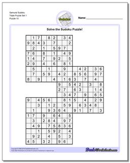 Samurai Sudoku Triple Puzzle Set 1