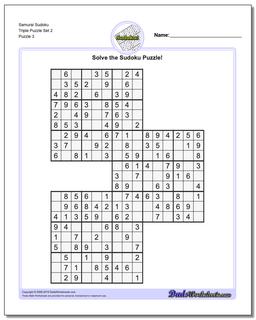 Samurai Sudoku Triple Puzzle Set 2