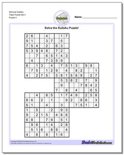 Samurai Sudoku Triple Puzzle Set 3