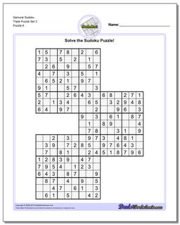 Samurai Sudoku Triple Puzzle Set 3