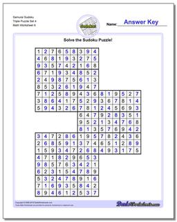 Samurai Sudoku Triple Puzzle Set 4
