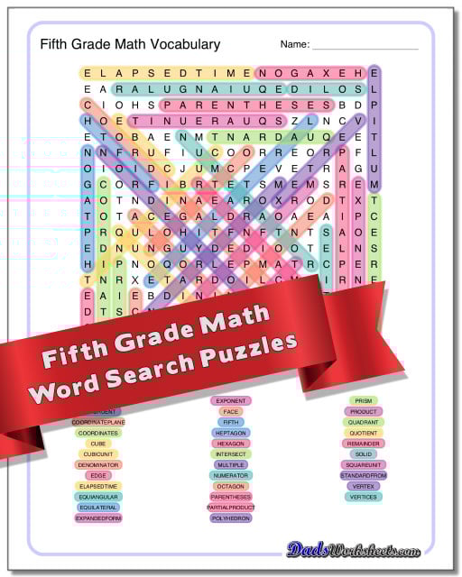Printable 5th grade word search cool2bkids 5th grade math word search 