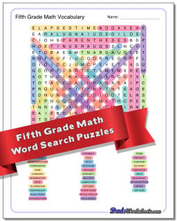 Grade Level Math Word Search Puzzle