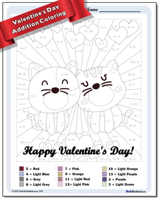 300 Free Valentine Math Worksheets For Kids