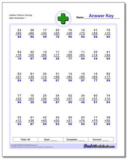 Addition Worksheet Without Carrying