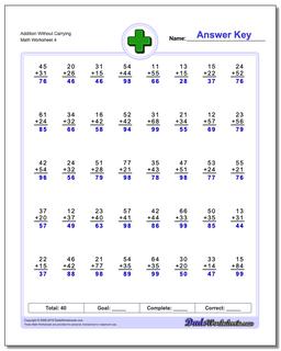 Addition Worksheet Without Carrying