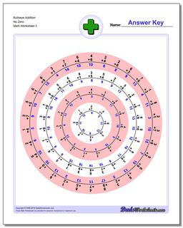 Bullseye Addition Worksheet No Zero