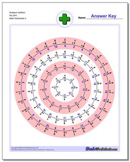 Bullseye Addition Worksheet No Zero