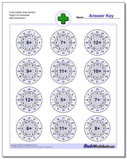 Circle Addition Easy Random Single Fact Worksheet /worksheets/addition.html