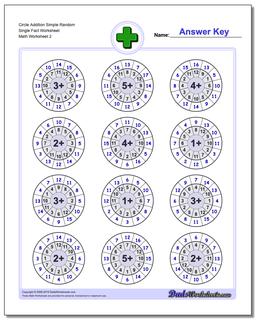 Circle Addition Simple Random Single Fact Worksheet /worksheets/addition.html