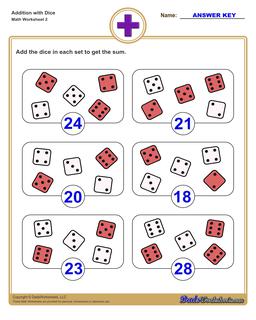 Dice Addition Worksheet Version 2