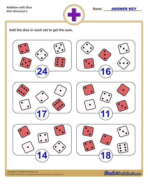 dice-addition-worksheets