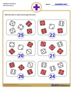 Dice Addition Worksheet Version 8