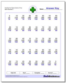 Doubling Two Digits (Factors of Five) /worksheets/addition.html Worksheet