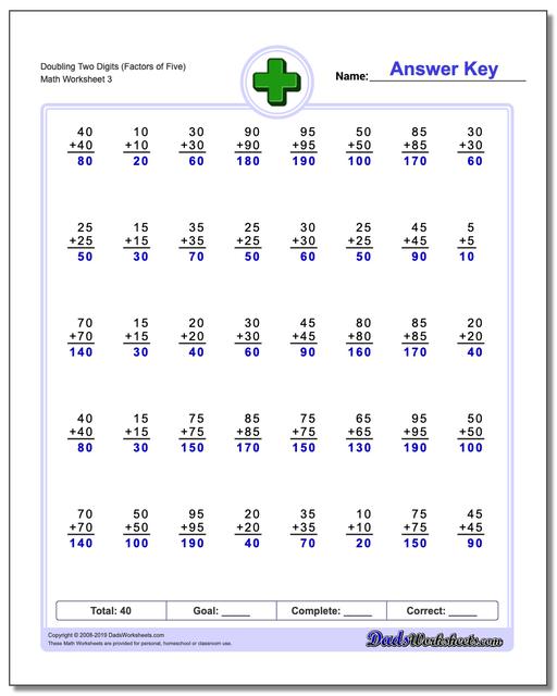 addition worksheets doubling addition