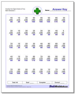 Doubling Two Digits (Factors of Five) Worksheet