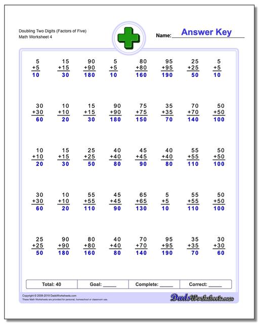 addition worksheets doubling addition