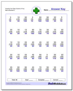 Doubling Two Digits (Factors of Five) Worksheet