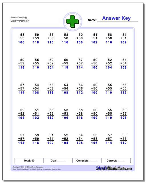 addition worksheets doubling addition