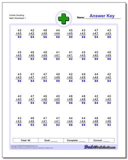 Forties Doubling Addition Worksheet