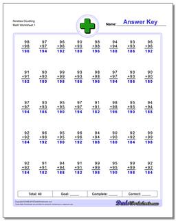 Nineties Doubling Addition Worksheet