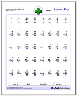 Doubling Two Digits (No Carrying) Worksheet