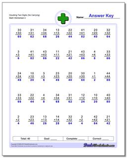 Doubling Two Digits (No Carrying) Worksheet