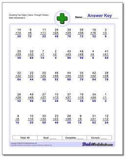 Doubling Two Digits (Teens Through Forties) /worksheets/addition.html Worksheet