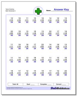 Teens Doubling Worksheet