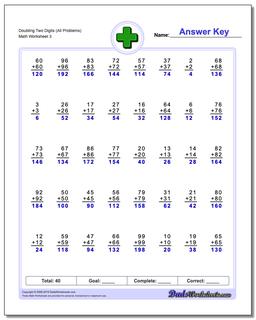 Doubling Two Digits (All Problems Worksheet)