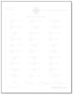 Printable missing addend worksheet with answer key
