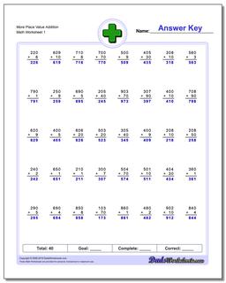 Addition Worksheet More Place Value