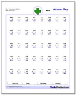 More Place Value Addition Worksheet