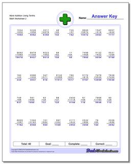 More Addition Worksheet Using Tenths /worksheets/addition.html