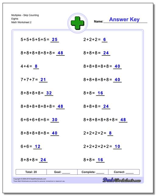 Addition Worksheets: Addition Multiples