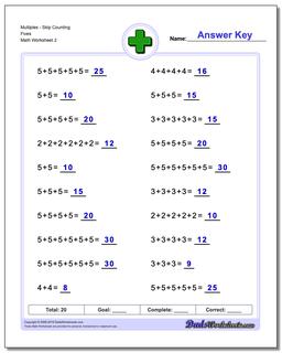 MultiplesSkip Counting Fives /worksheets/addition.html Worksheet