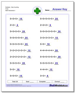 MultiplesSkip Counting Fives Worksheet