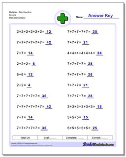 MultiplesSkip Counting Sevens /worksheets/addition.html Worksheet