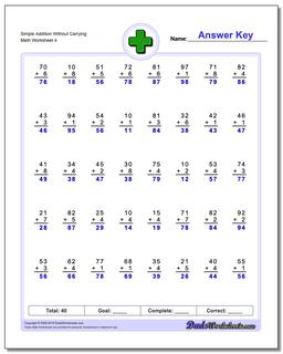 Simple Addition Worksheet Without Carrying