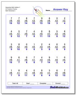 Spaceship Math Addition Worksheet Y All Problems Worksheet Practice