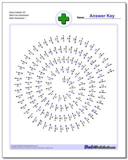 Addition Worksheet Spiral EF Math Fact Worksheet